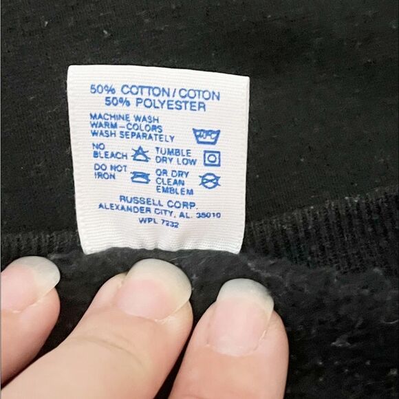 🟢Vintage Jerzees Black Crew Neck Sweater Pastel Print Size XL - Picture 4 of 5